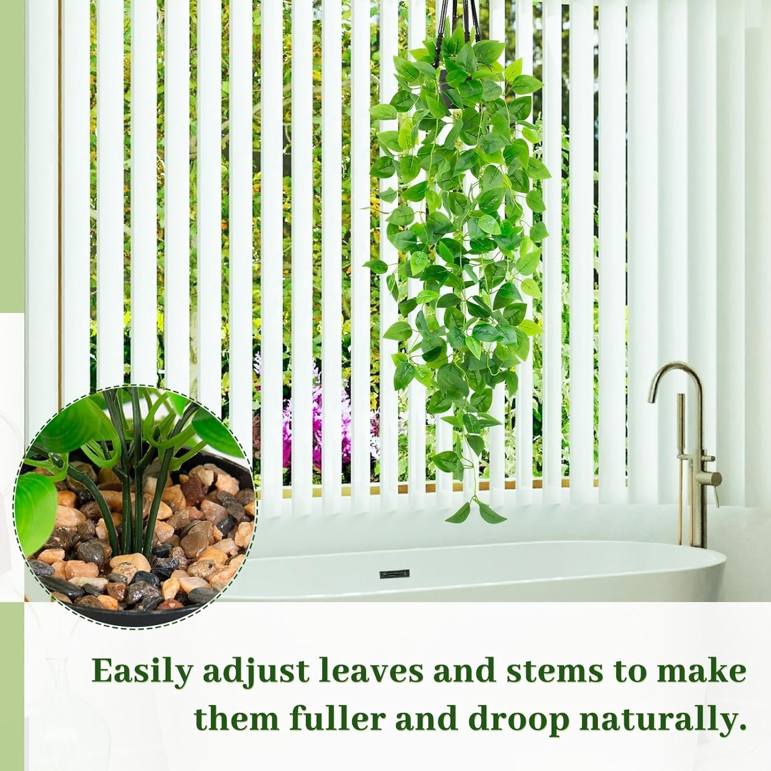 Elegant Black Pot Hanging Pothos – 39.37” Faux Plant for Home Aesthetics