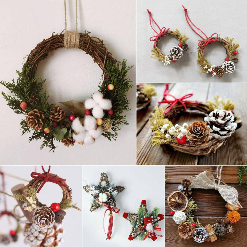 0.39 In. Natural Grapevine Artificial Vine Garland 15.7 Ft. Brown Decorative for