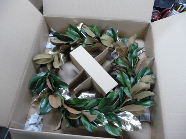 West Elm Metallic Magnolia faux wreath 26″ diameter