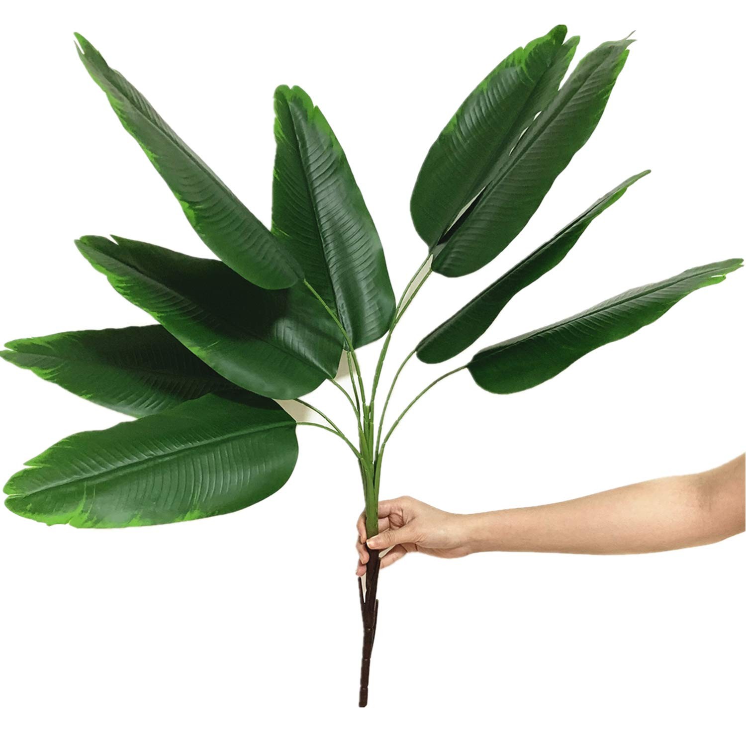 33 inch Tall Artificial Banana Tree, 9 Branches with Brown Leaves, UV Resista…