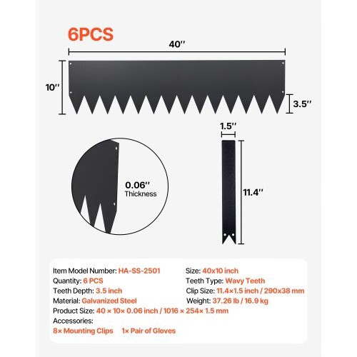 Galvanized Steel Landscape Edging, 6-Pack 40 x 10 Inch Metal Edging for Landscap