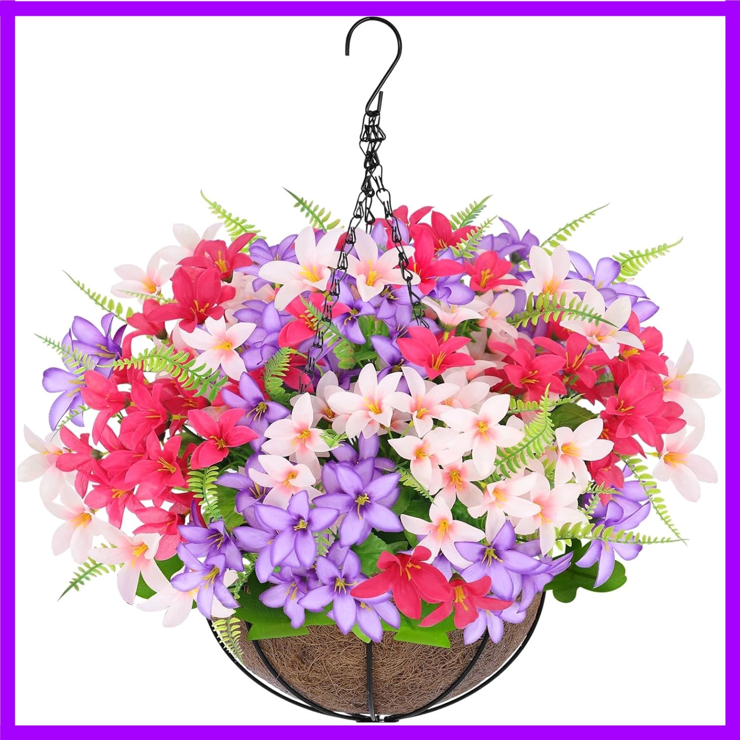 Artificial Faux Hanging Plants Flowers Basket for Outdoors Spring Summer Deco…