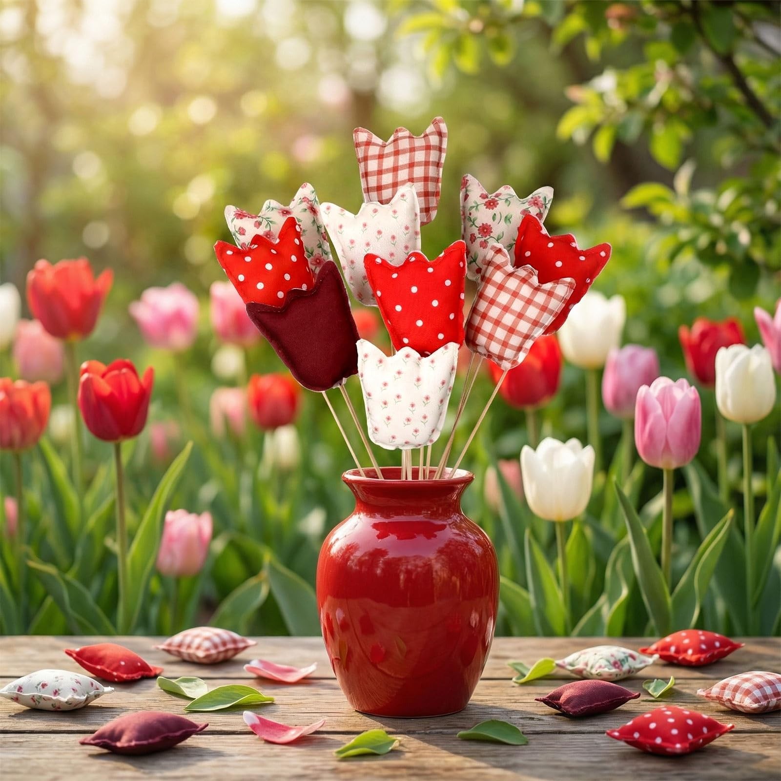 12 Pcs Fake Tulips Picks Spring Decoration Artificial Flowers Picks 13 Inch 3…