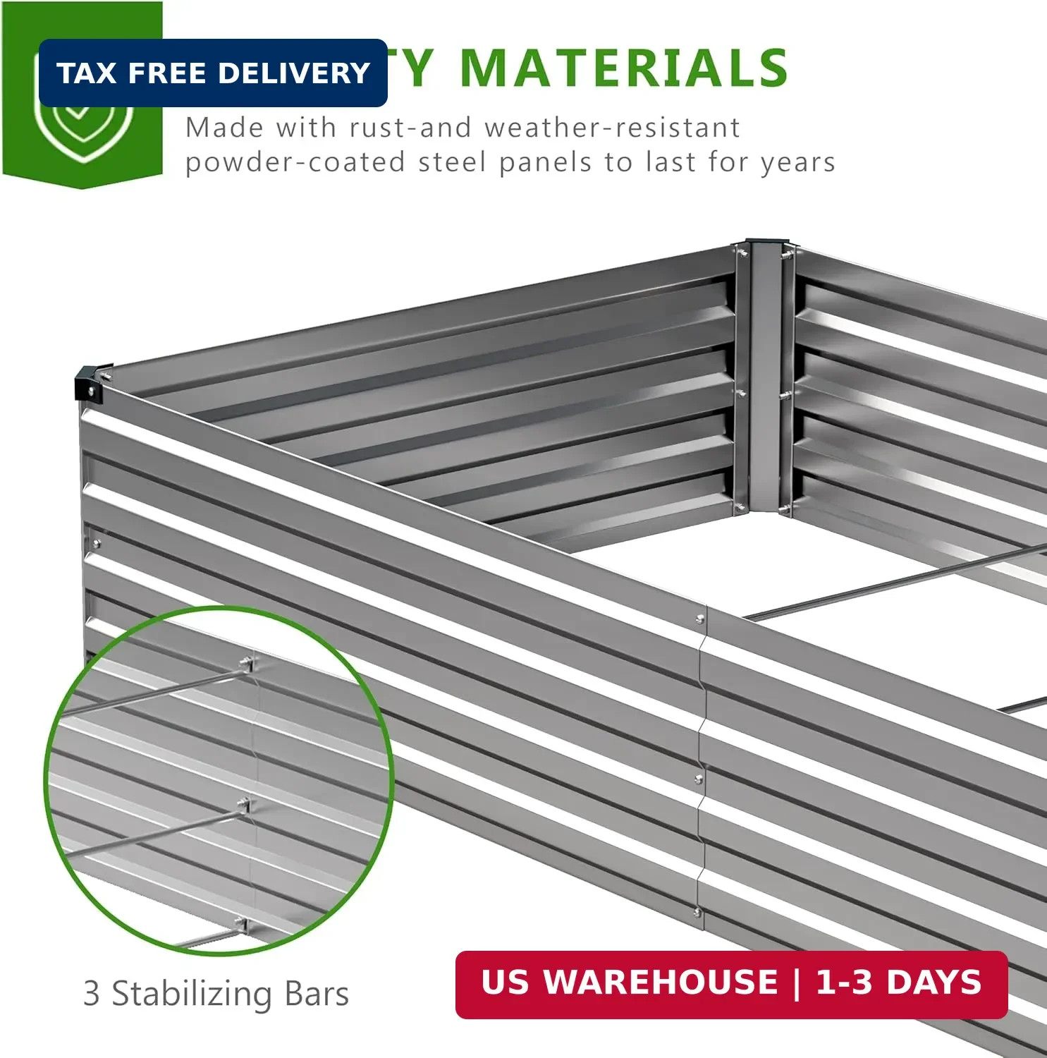 2PCS 9x3x1ft Galvanized Raised Garden Bed Kit,Metal Planter Box for Vegetables,F