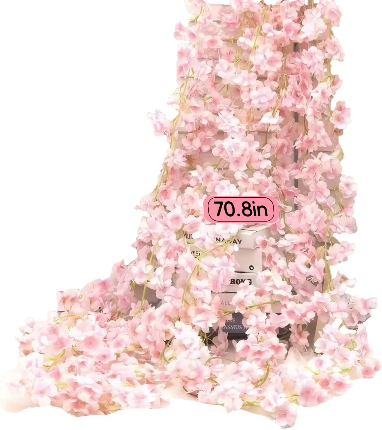 3Pcs 5.91 Ft Artificial Cherry Blossoms Garland Pink Fake Vines Hanging Silk Che