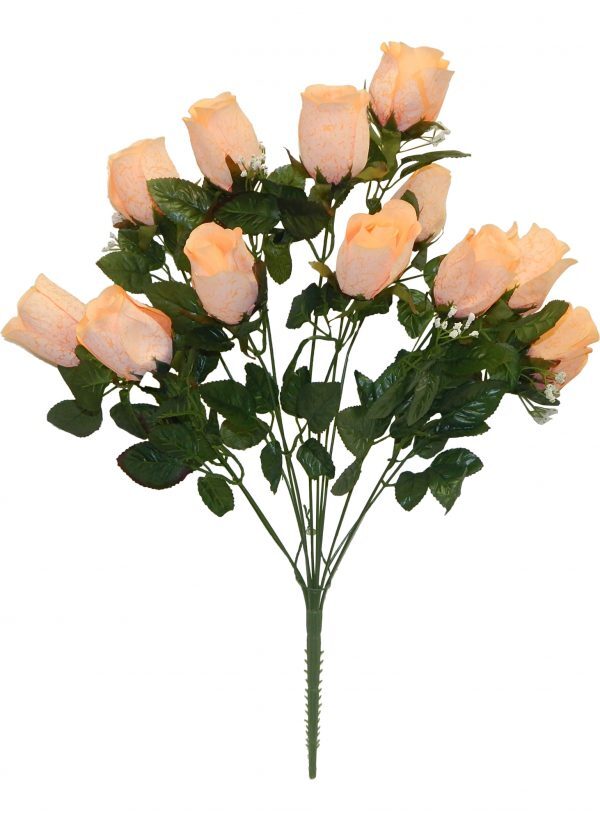 Printing Rose Bud Bush 12 Stems 25in Peach