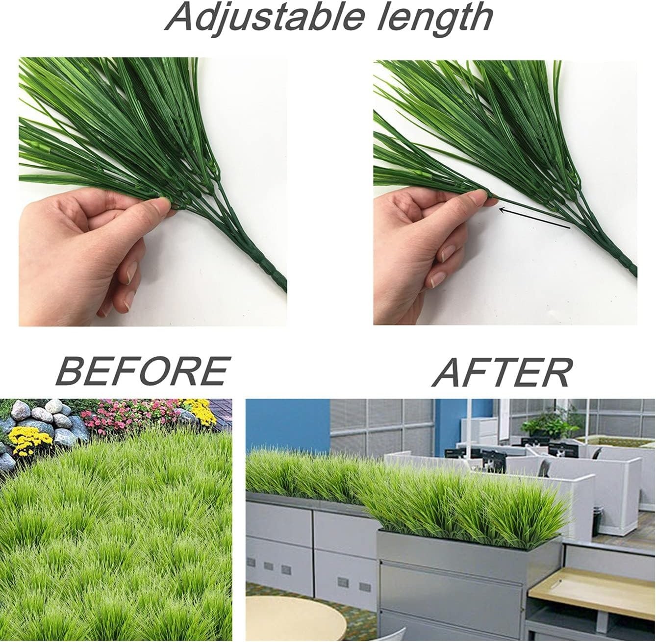 Generous 8 Pack of UV Resistant Faux Grass Plants for Effortless Elegance