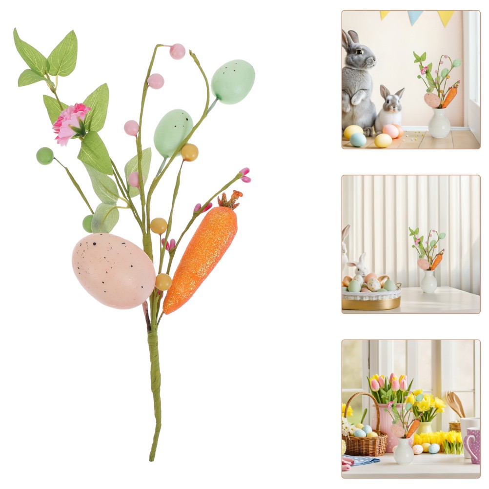 3 Pcs Easter Egg Tree Colorful Eggs Picks Artificial Twig Branches