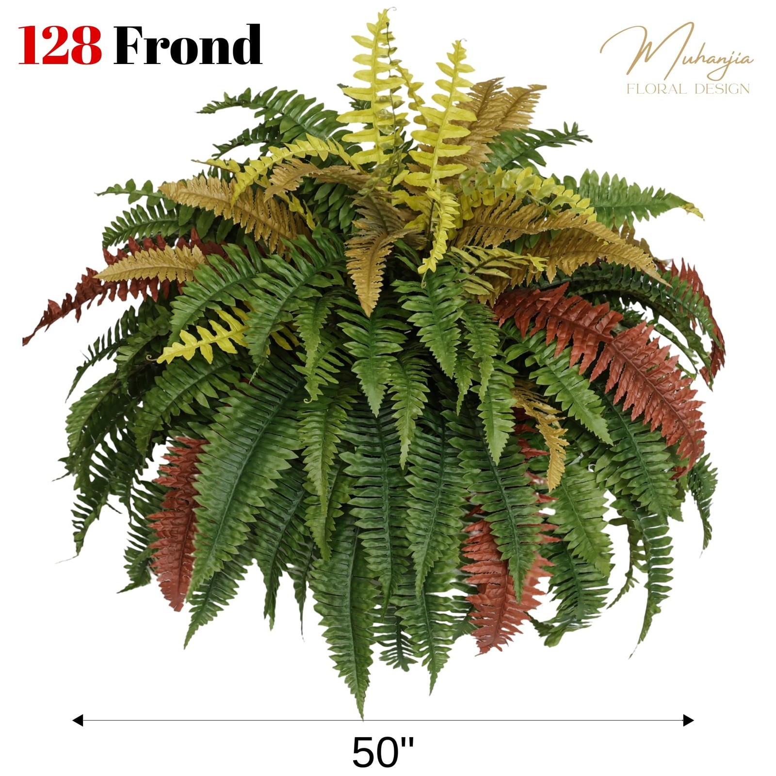 50” Silky Artificial Boston Fern, 128 Fronds Large Hanging Plants for Outside…