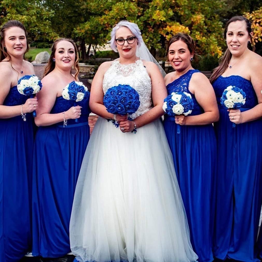Transform Your Space with 50 Eco-Friendly Royal Blue Artificial Roses & Leaves