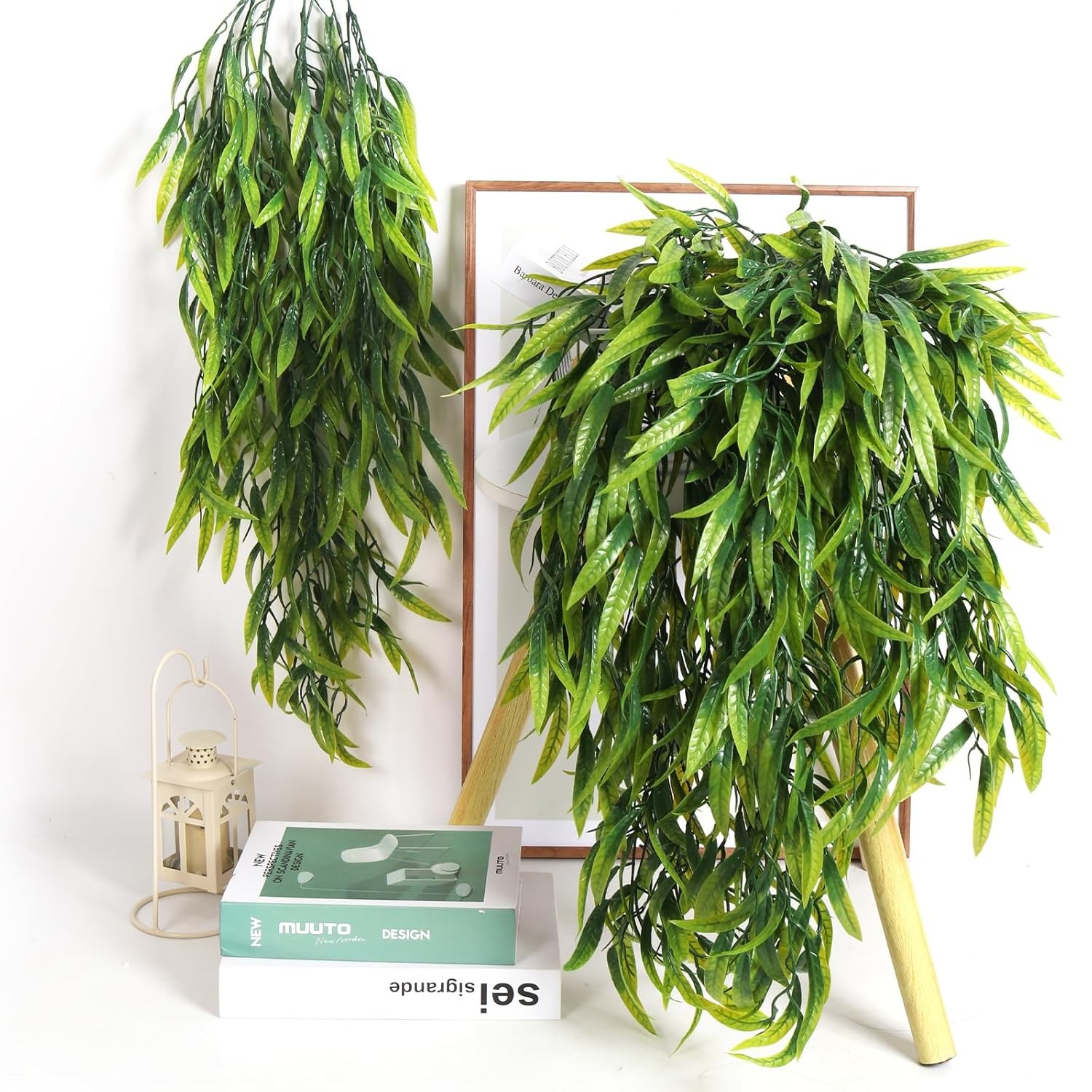 Artificial Olive Leaves 3Pack Hanging Fake Greenery Olive Plant Decorations
