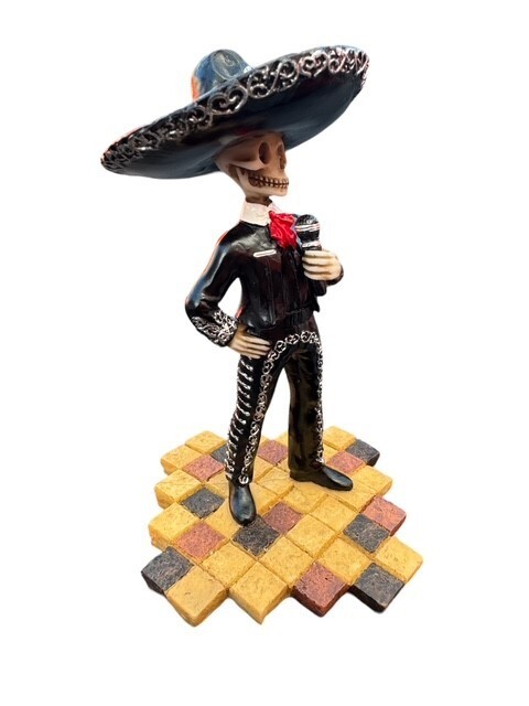 SKELETON SKULL BLACK MARIACHIS BAND STATUES FULL SET OF 7PC