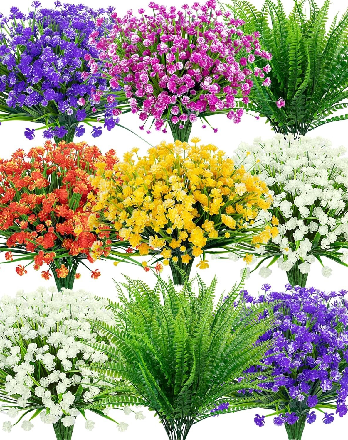 24 Bundles Artificial Flowers for Outdoors UV Resistant Fake Plastic Plants F…
