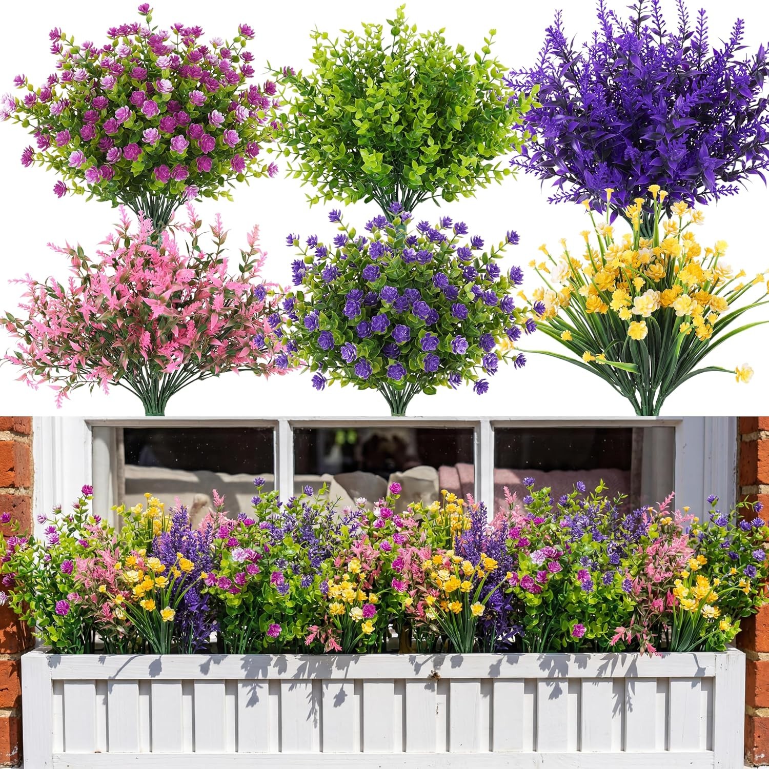 24 Pcs Artificial Pansies UV Resistant, Faux Outdoor Planter Decor