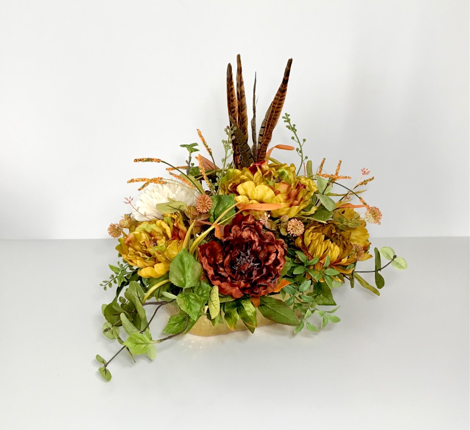 FALL EARTH TONE COLORS FLOWERS THANKSGIVING CENTERPIECE TABLE DECORATION GIFT