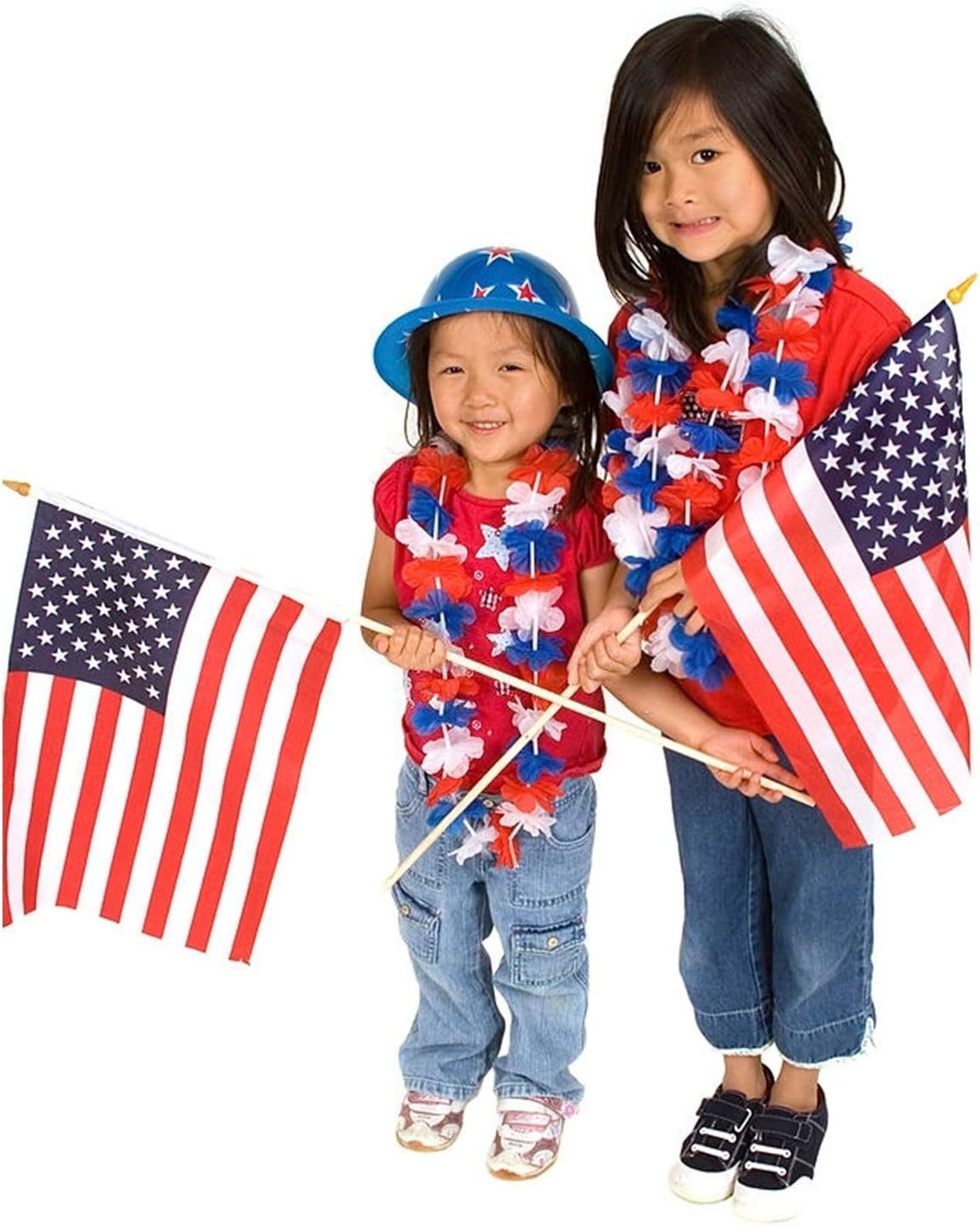 Red White and Blue Flower Leis, Memorial Day Decorations, 4th of July Memoria…