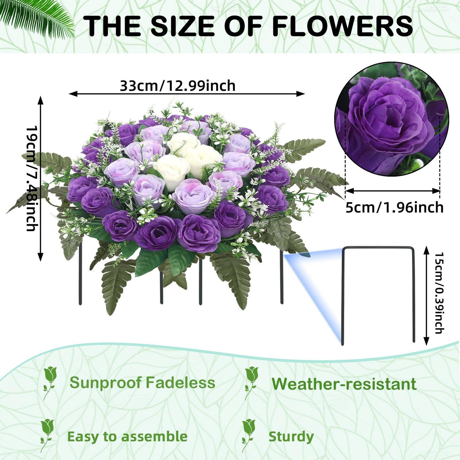Lodou Artificial Cemetery Flowers,Silk Memorial Cake for Cemetery,Artificial …