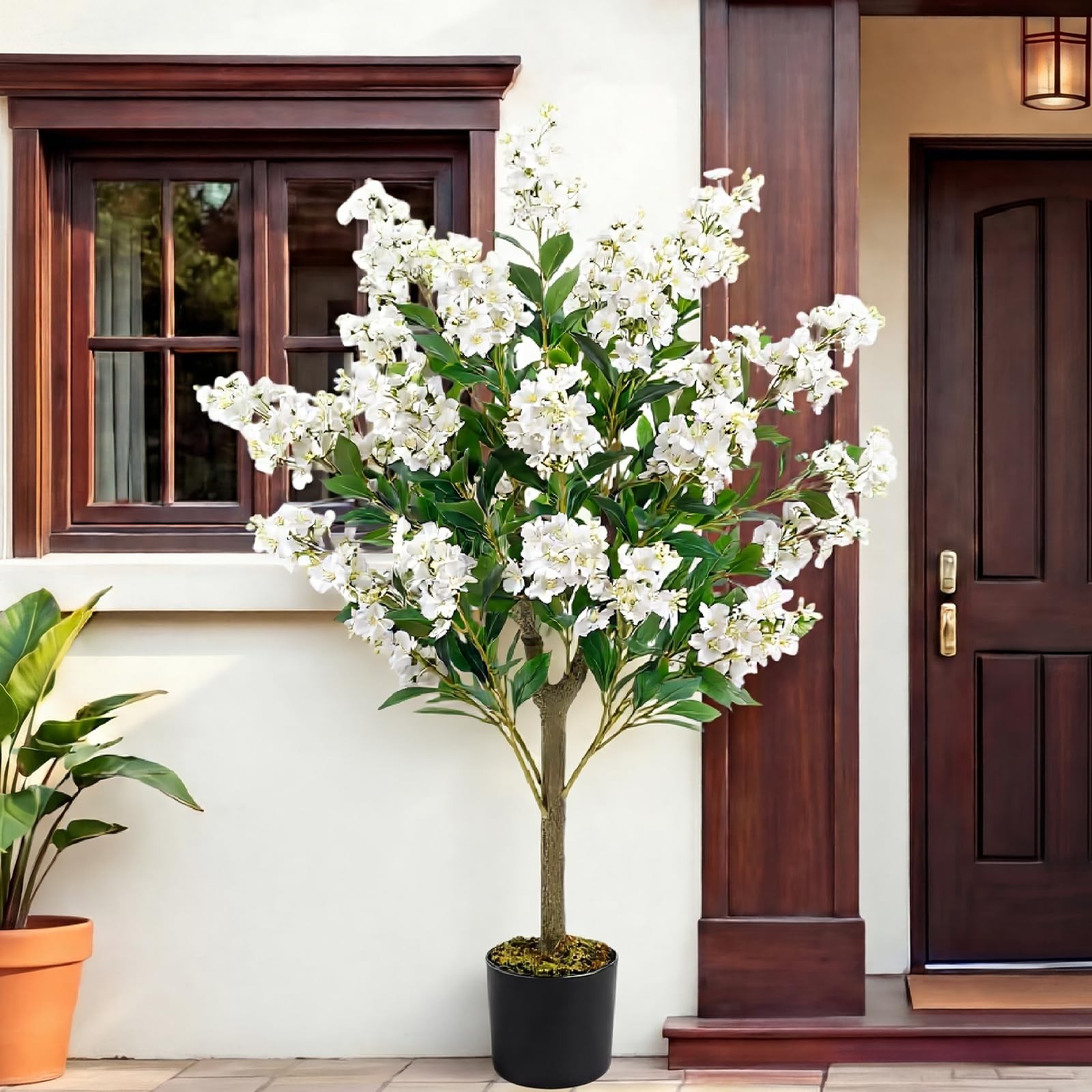 1 Pack 3.5 ft Artificial White Crape Myrtle Tree Plant, 42 Inch Faux Blooming…