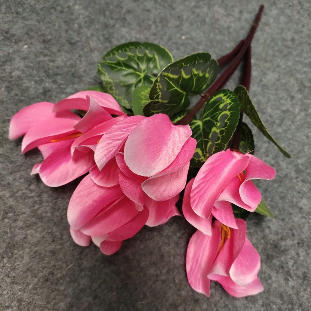Home Decor Cyclamen Flower Arrangement 7 Branches Silk Material 36cm Height