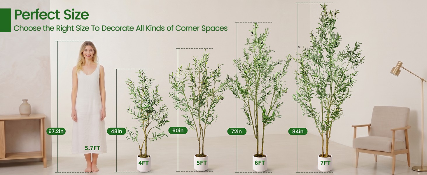 Olive Trees Artificial Indoor,Fake Olive Tree 6FT Tall 1Pack with White Planter,