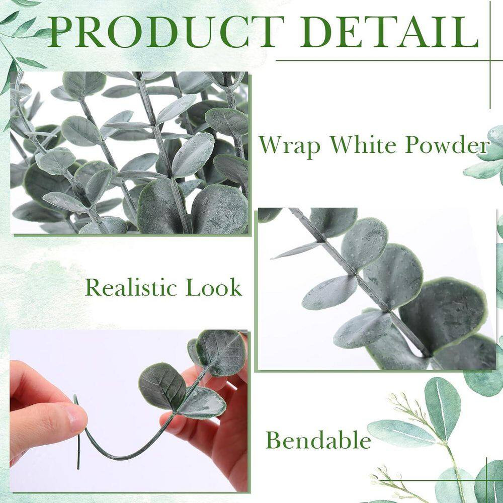 120-Pieces 15 In. Green Artificial Eucalyptus Silver Dollar Leaves Stems