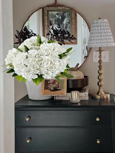 YalzoneMet 4 Pcs Real Touch White Latex Hydrangea 21 Inch
