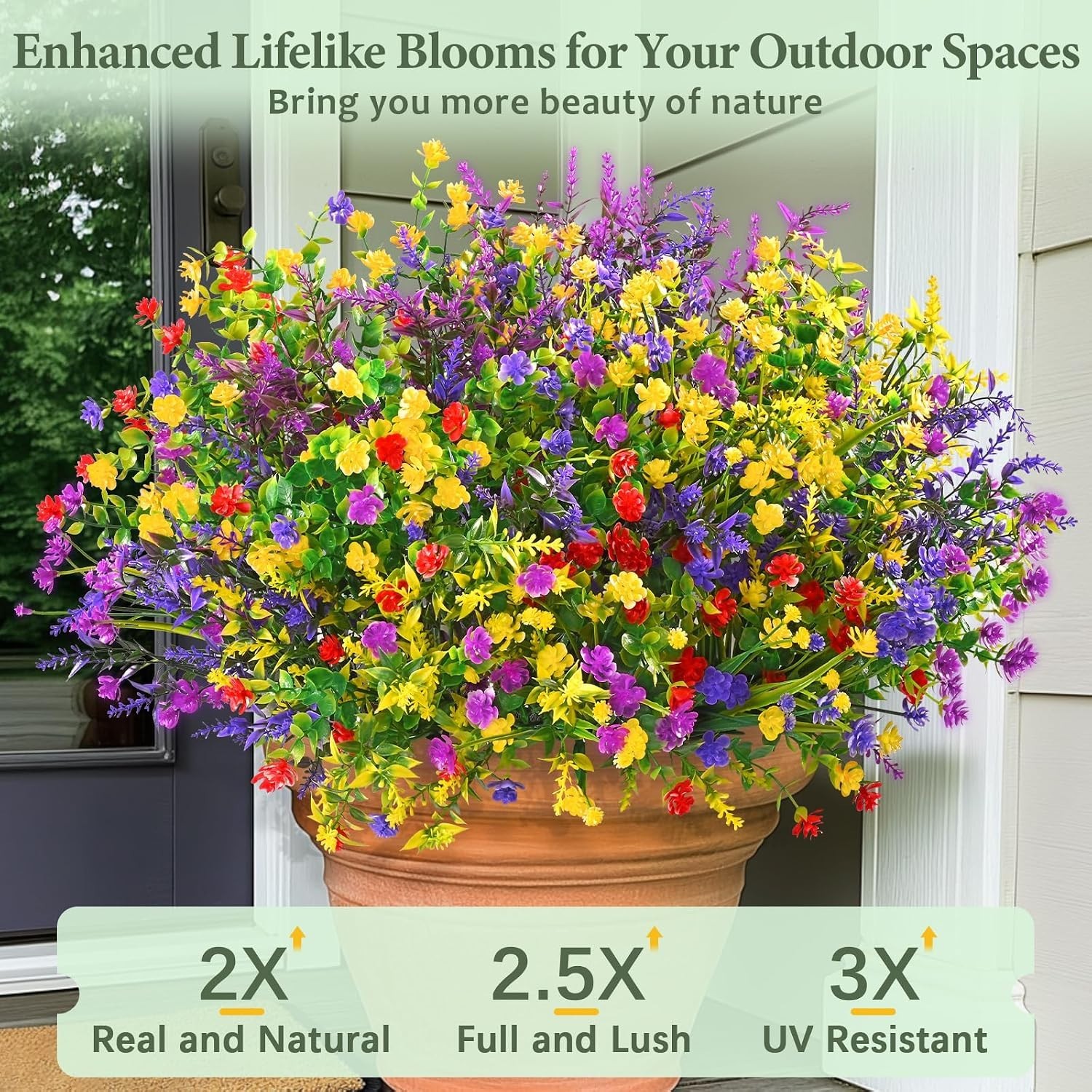 Artificial Flowers for Outdoors UV Resistant, 9 Bundles Realistic Outdoor Art…