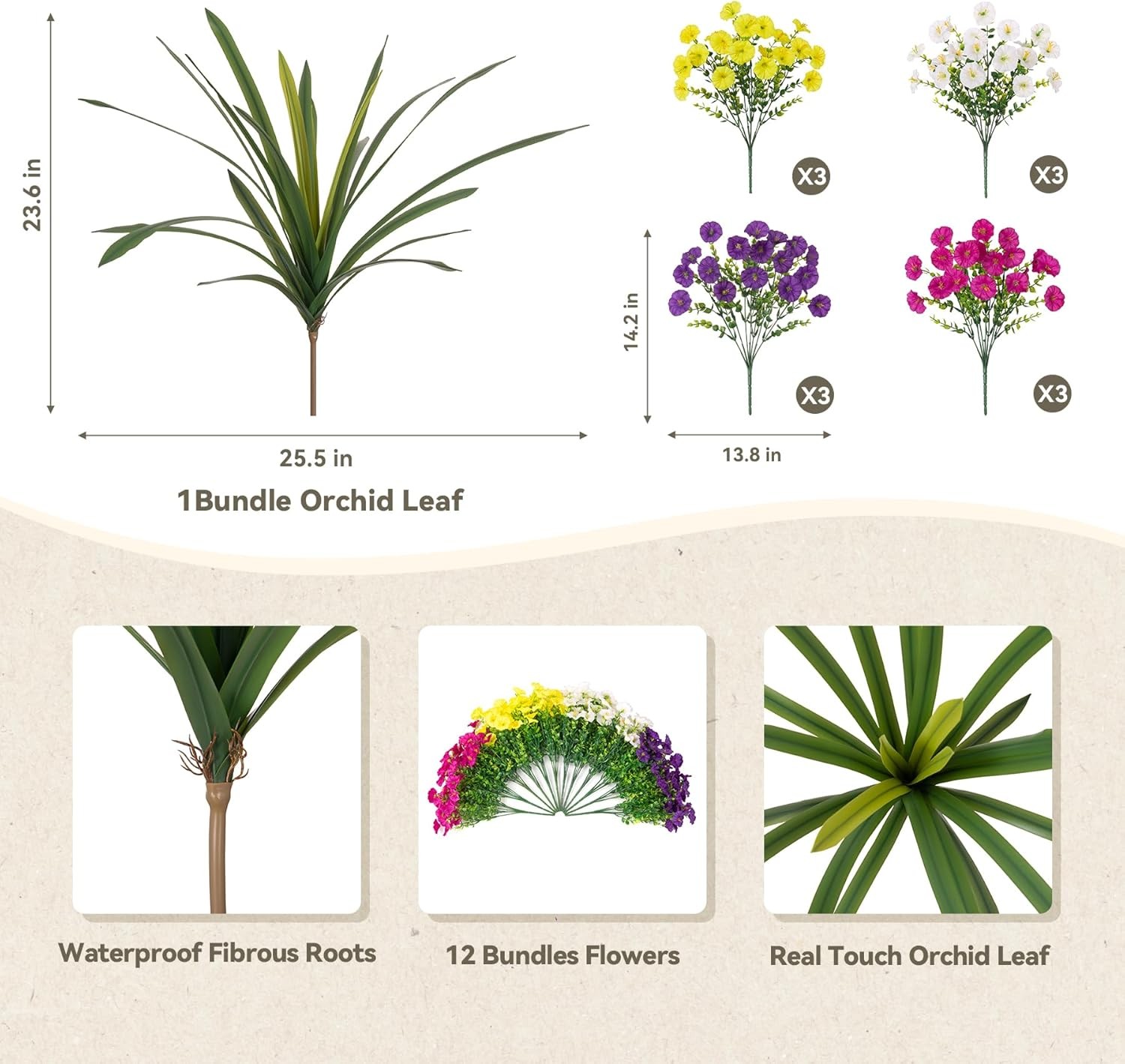 Artificial Outdoor Flowers 12 Bundles Realistic Silk Morning