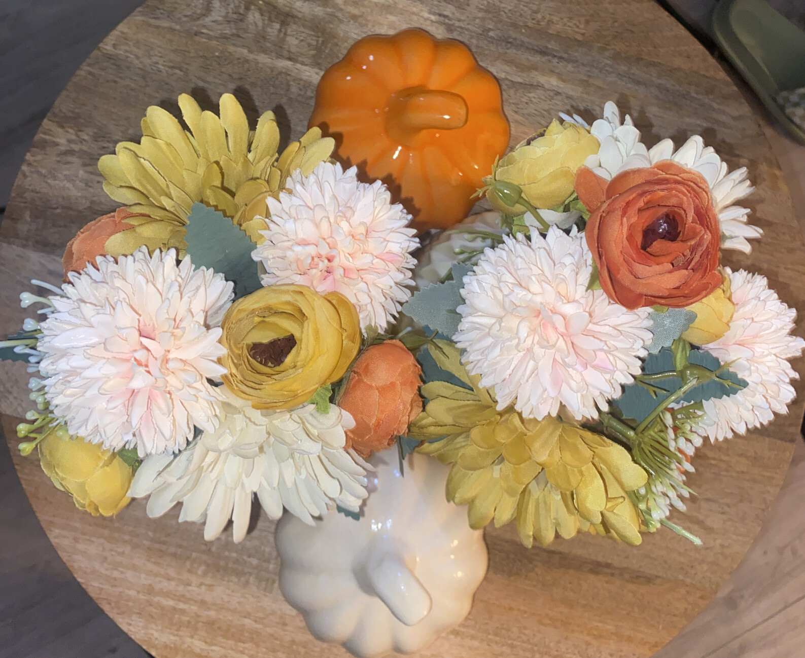 Autumn Fall Décor Flowers Pumpkins. & Garland Floral Arrangement Gift Set