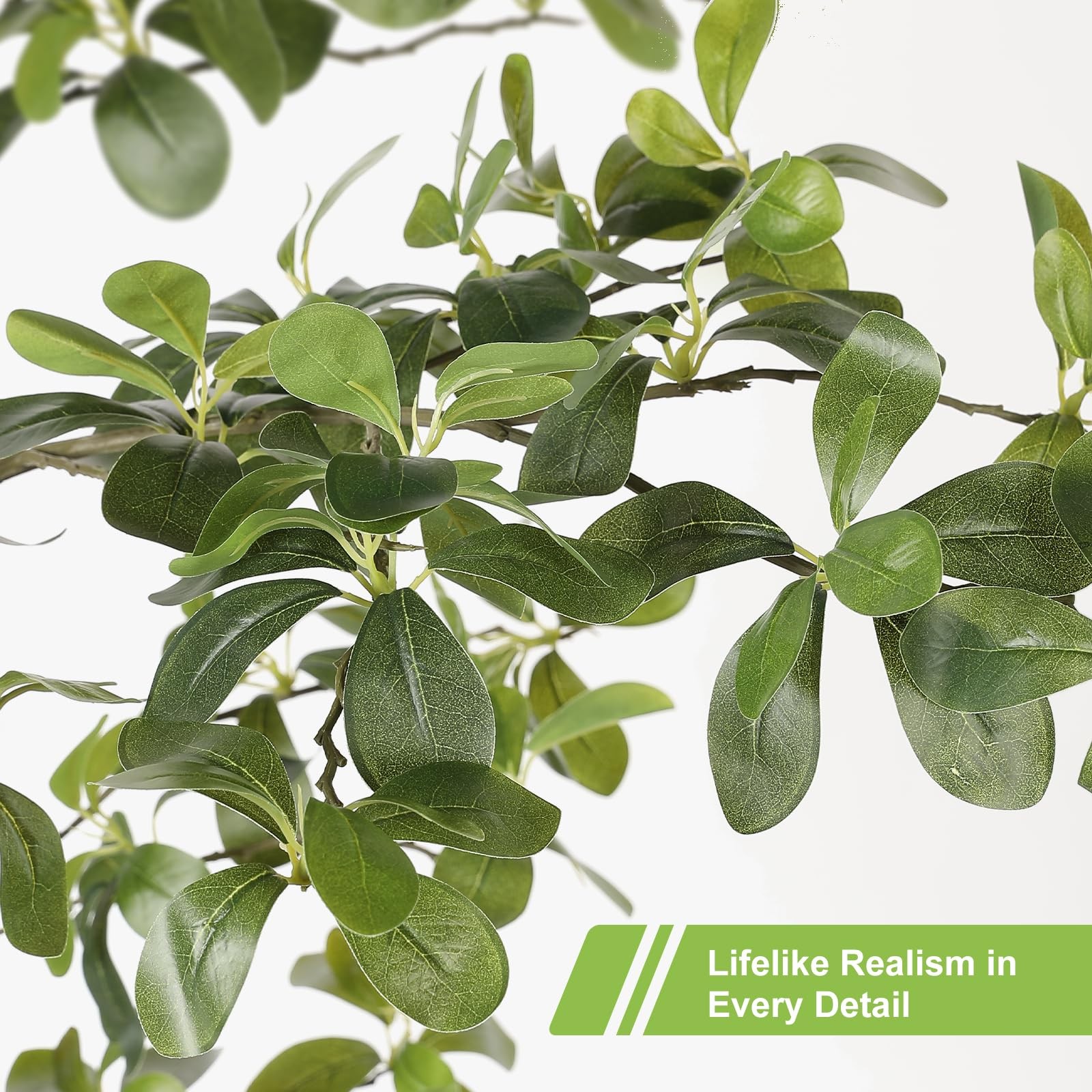 PHYTREE Faux Black Olive Tree 7ft, Artificial Shady Lady with Green