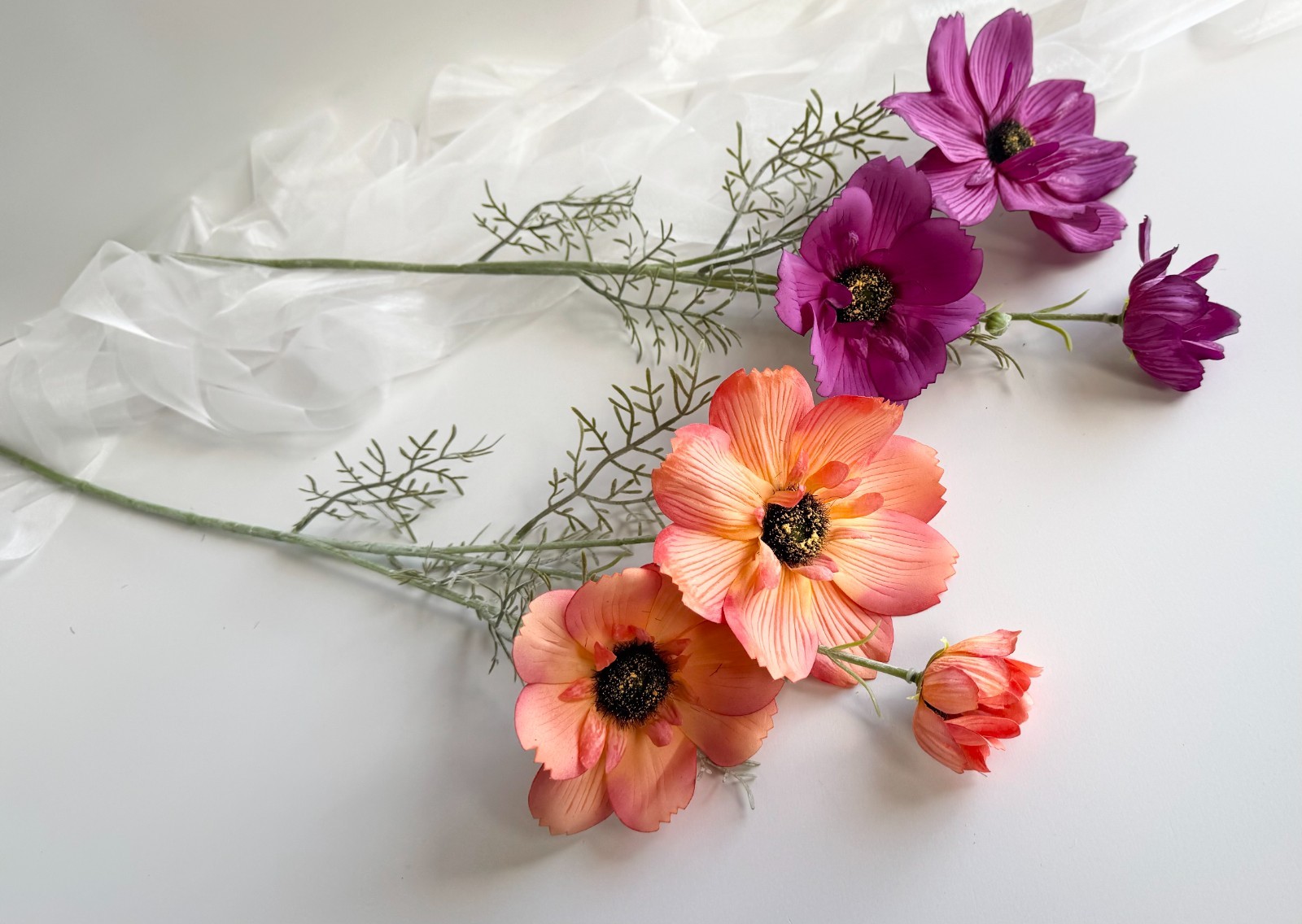 DRIED FLOWERS HYDRANGEA BEIGE WHITE STEM ARTIFICIAL SILK FLOWERS DIY ARRANGEMENT