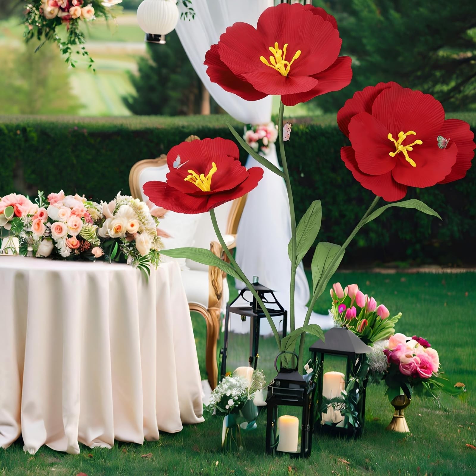 3PCS Giant Artificial Flowers Large Felt Fabric Flower Decorations for Room B…