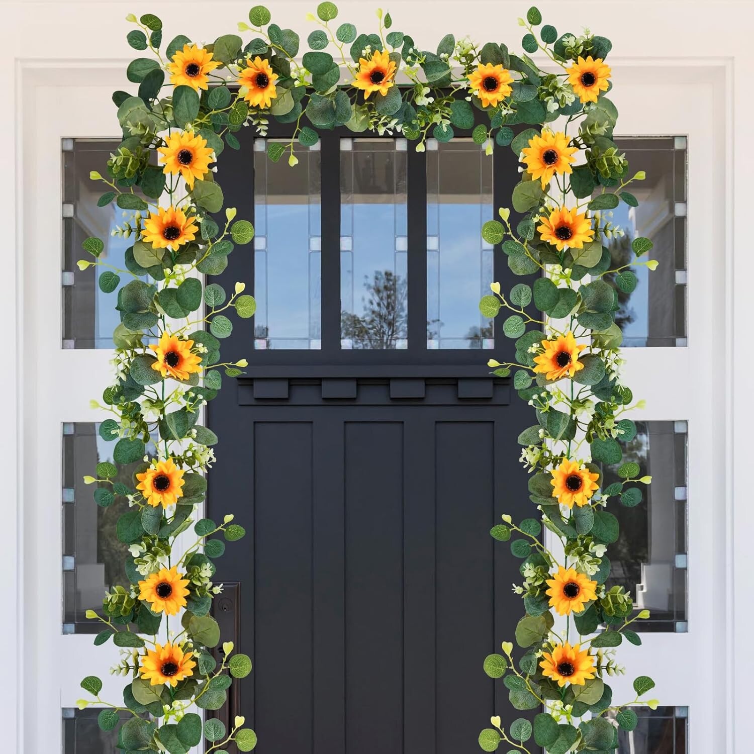2 Pack of Lifelike 6ft Silk Sunflower Hanging Vines for -Round Decor