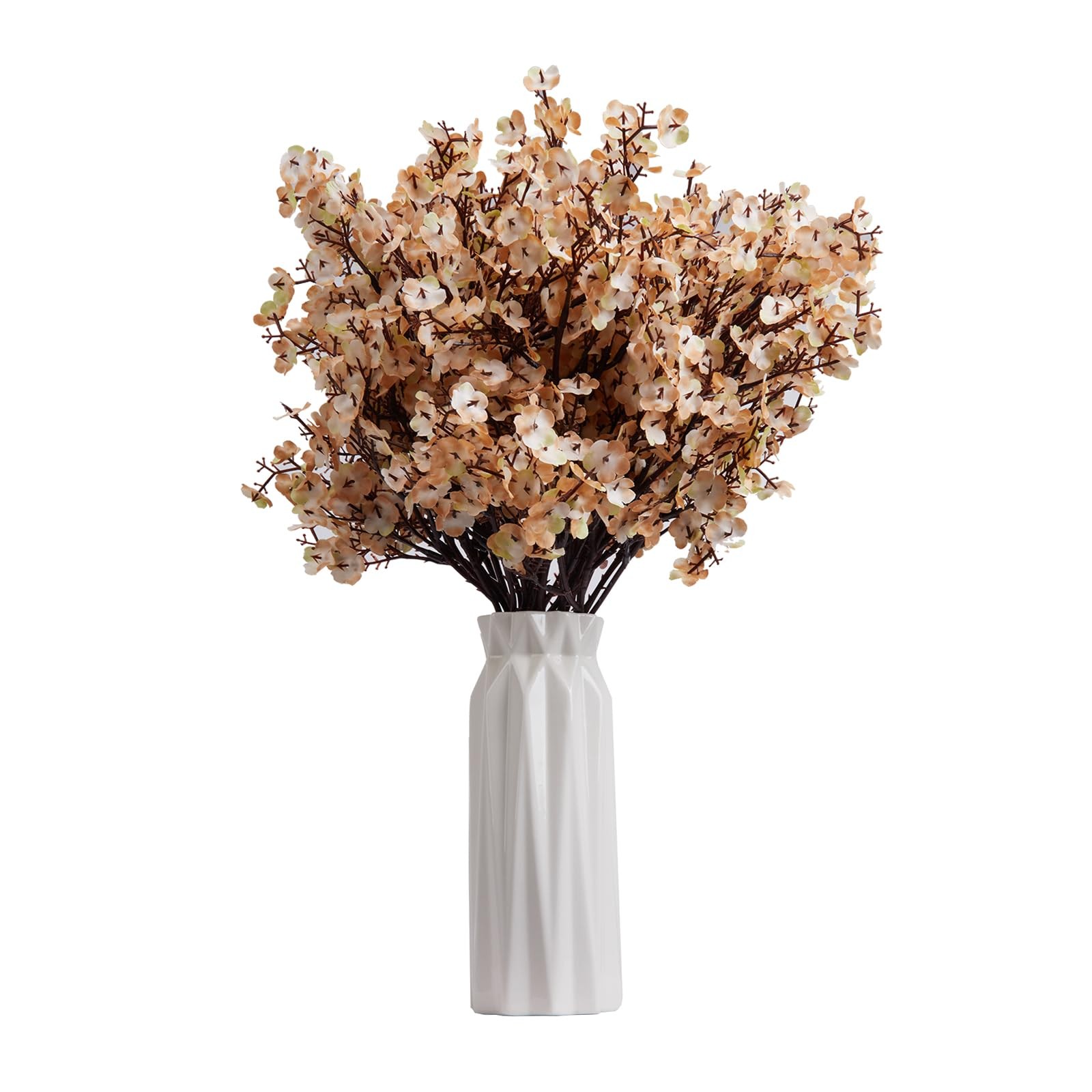 11 PCS Light Brown Artificial Babys Breath Flowers Silk Gypsophila Bouquet