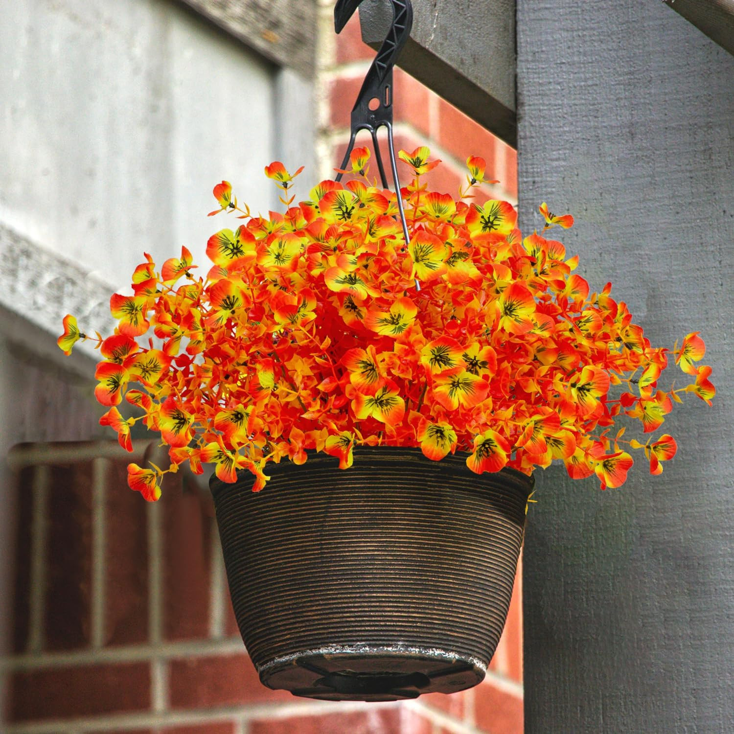 Artificial Flowers Fake Pansy and Eucalyptus Plants 10 Bundles Faux Silk Outdoor
