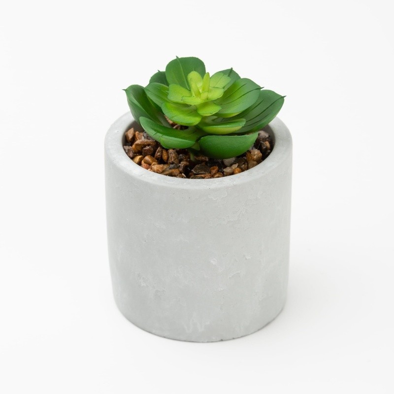 3 Piece Faux Succulent Set Artificial Plants Gray Ceramic Planters Indoor Decor