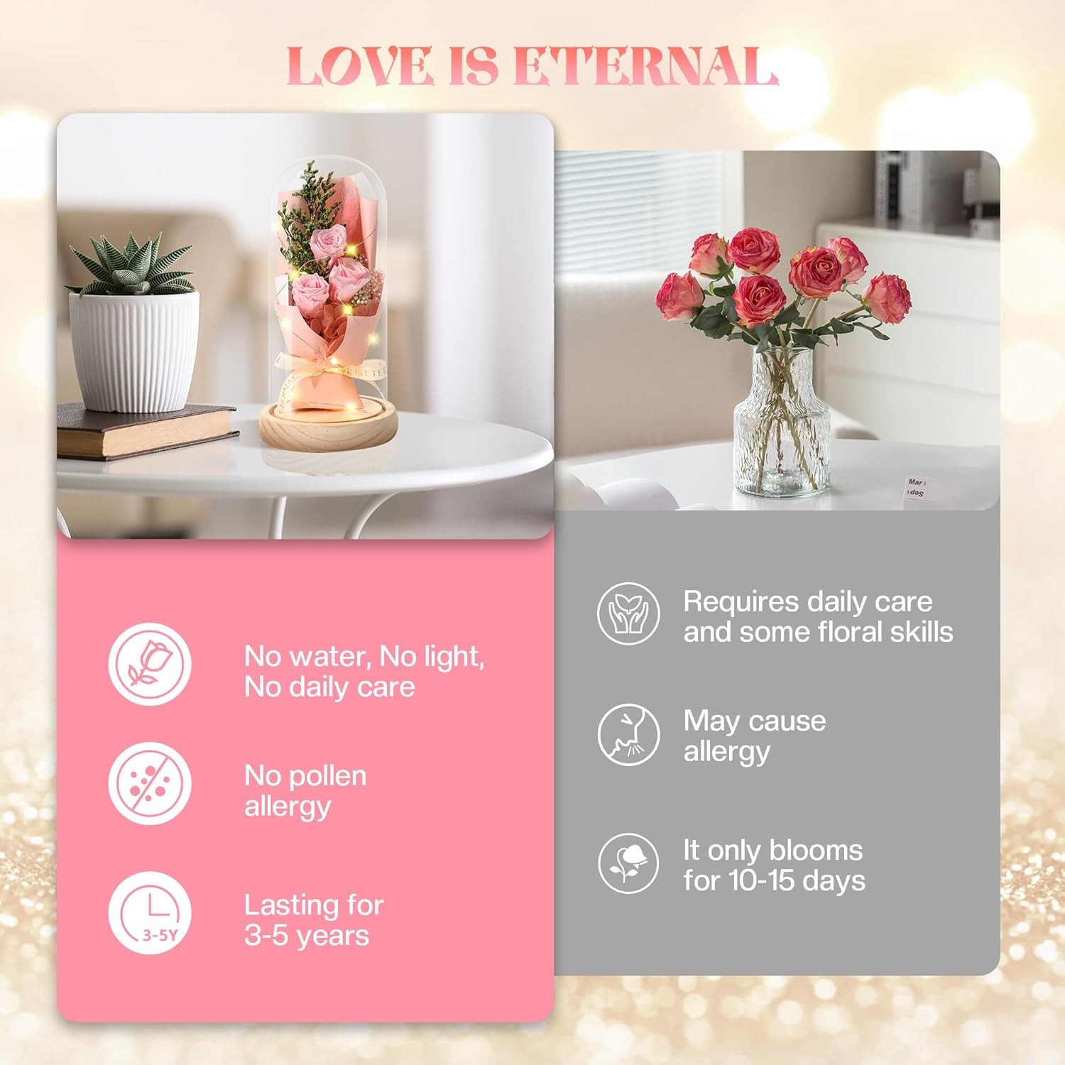 Mother’ s Day Gifts Forever Flowers Bouquet, Preserved Flowers for Delivery Prim