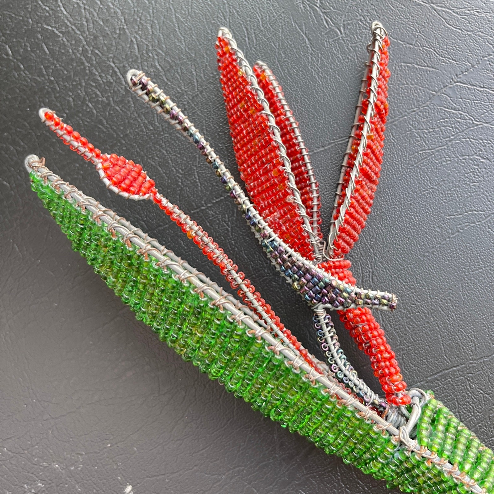 Handcrafted Vibrant Beaded & Metal Strelitzia Stem