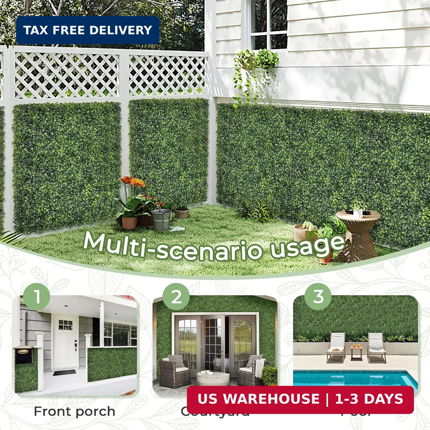 Artificial 72×144 in (72 Sqft) Boxwood Grass Wall Backdrop Roll | UV-Anti Faux G