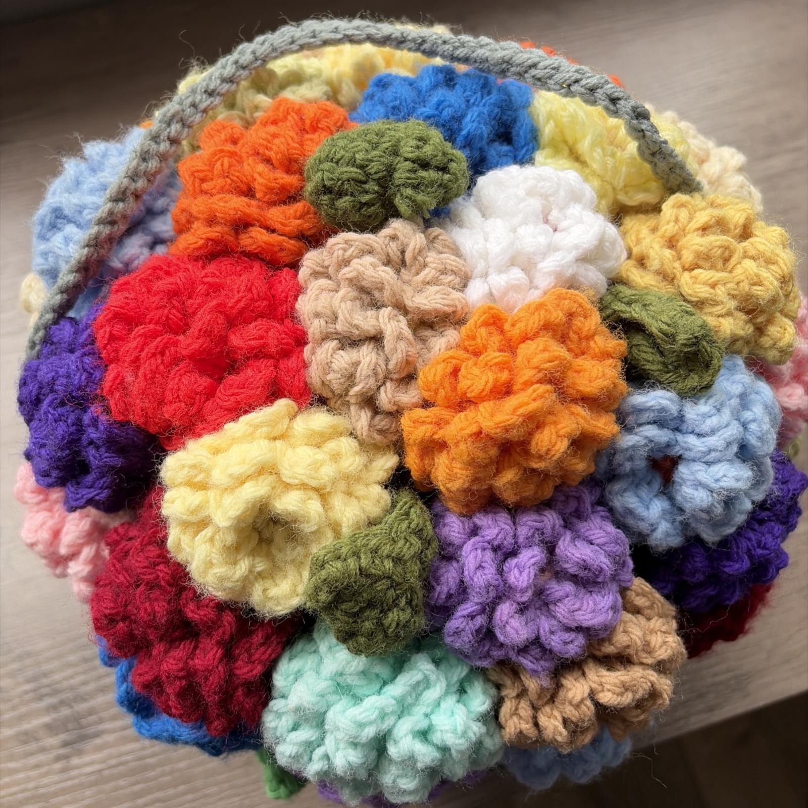 Crochet Hanging Flower Basket Handmade Home Decoration Gift Pink Purple Yellow