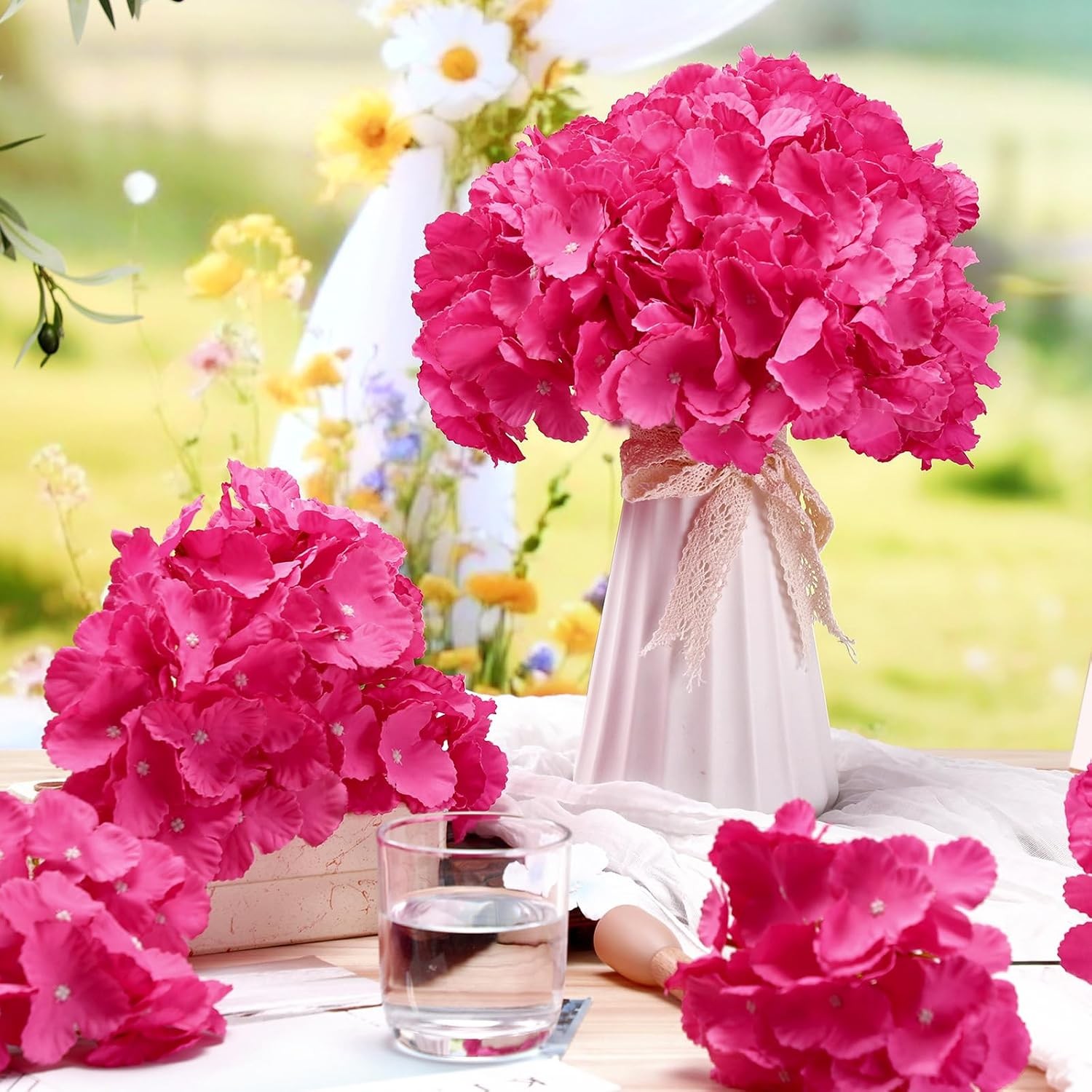 150 Pcs Hydrangea Artificial Flowers Bulk 7.48 Inch Artificial Hydrangeas with