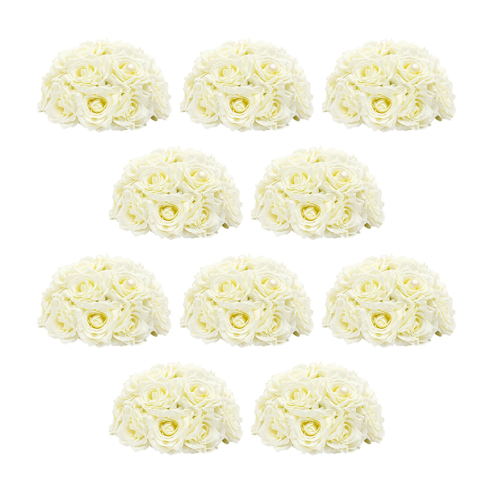 10 Pcs Handmade Bouquet Party Wedding Artificial Flower Balls Deco, Milky White