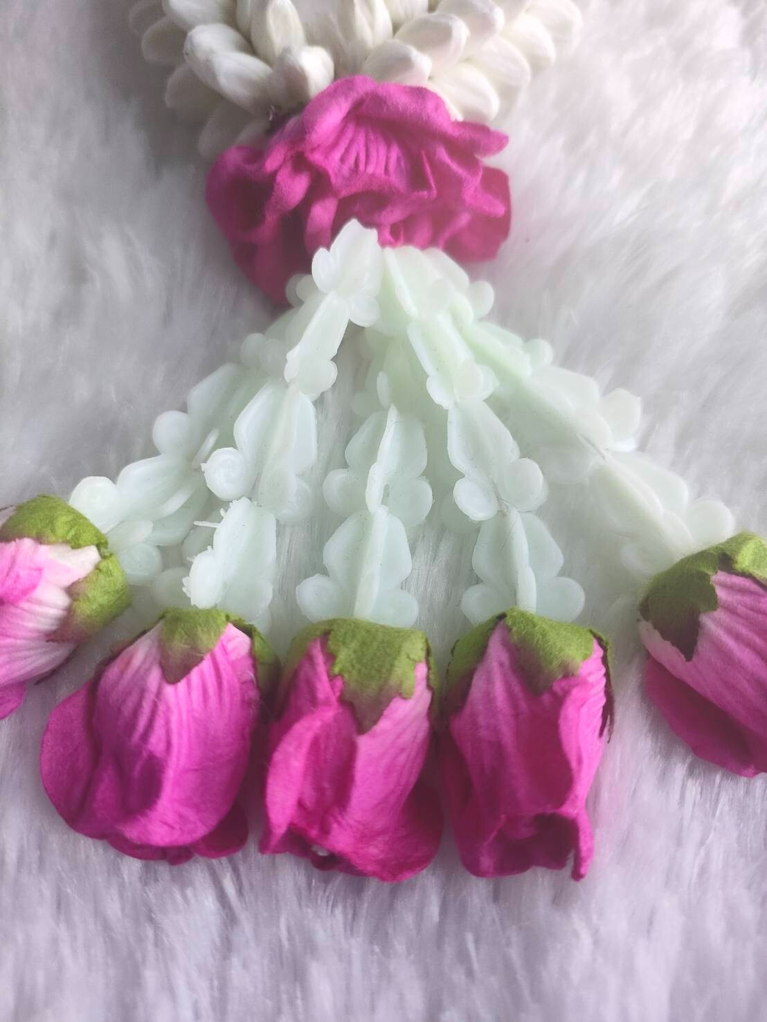 Garland Artificial Jasmine flowers Tissue Paper Fragrant Glue White Round Ubamal