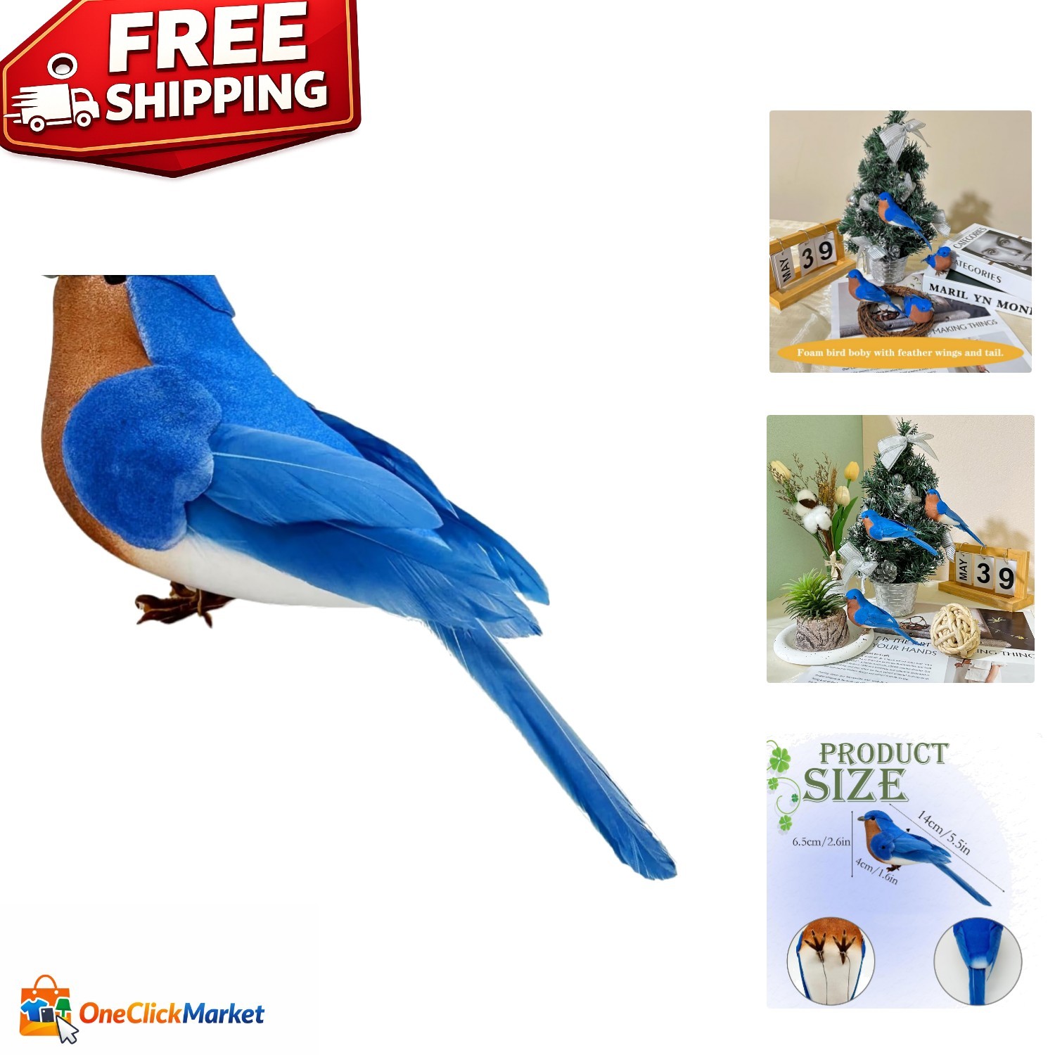 Bluebird Artificial Bird – Stunning Home Decor Accent for Round Beauty