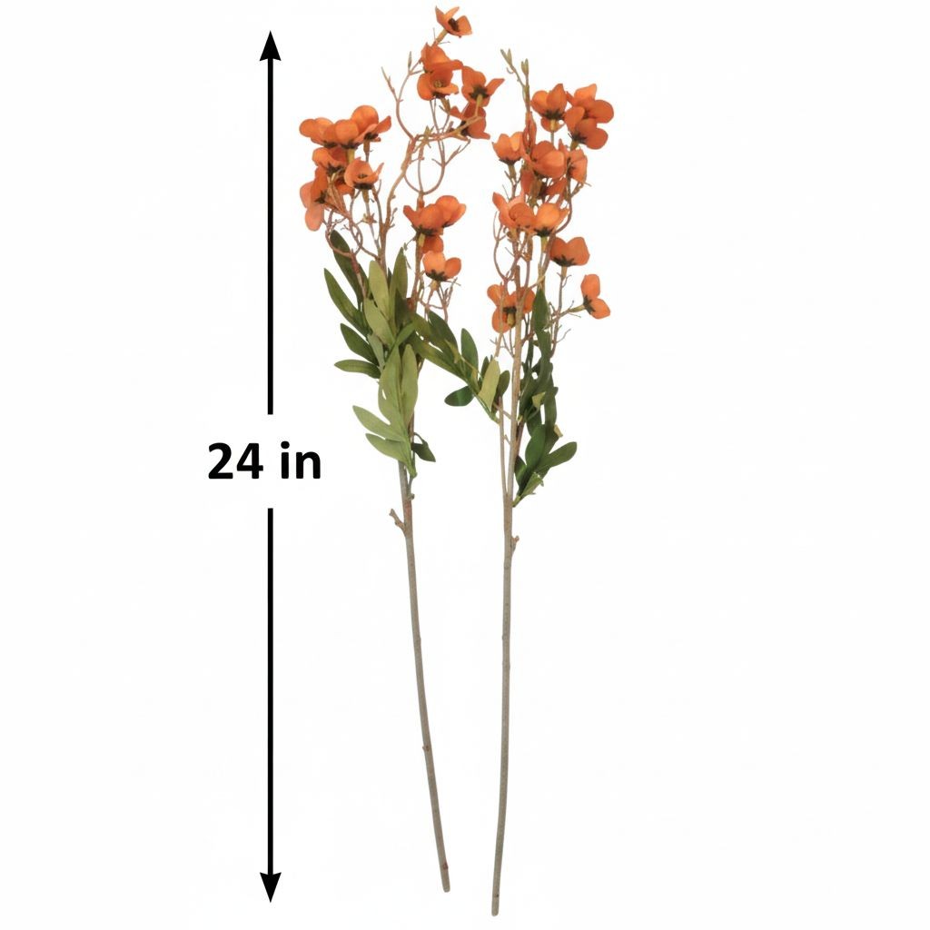 Terracotta Coral Dogwood Stems Faux Wax Flower Burnt Orange Floral Fall Decor 24