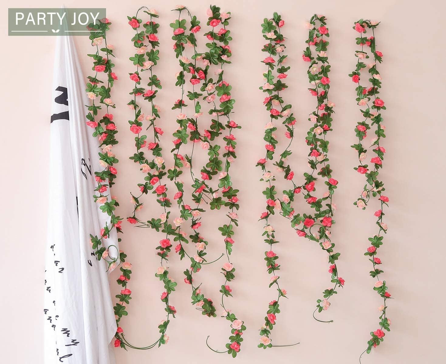 8Pcs 65.6Ft Flower Garland, Fake Rose Vine Artificial Flowers Hanging Rose Ivy G