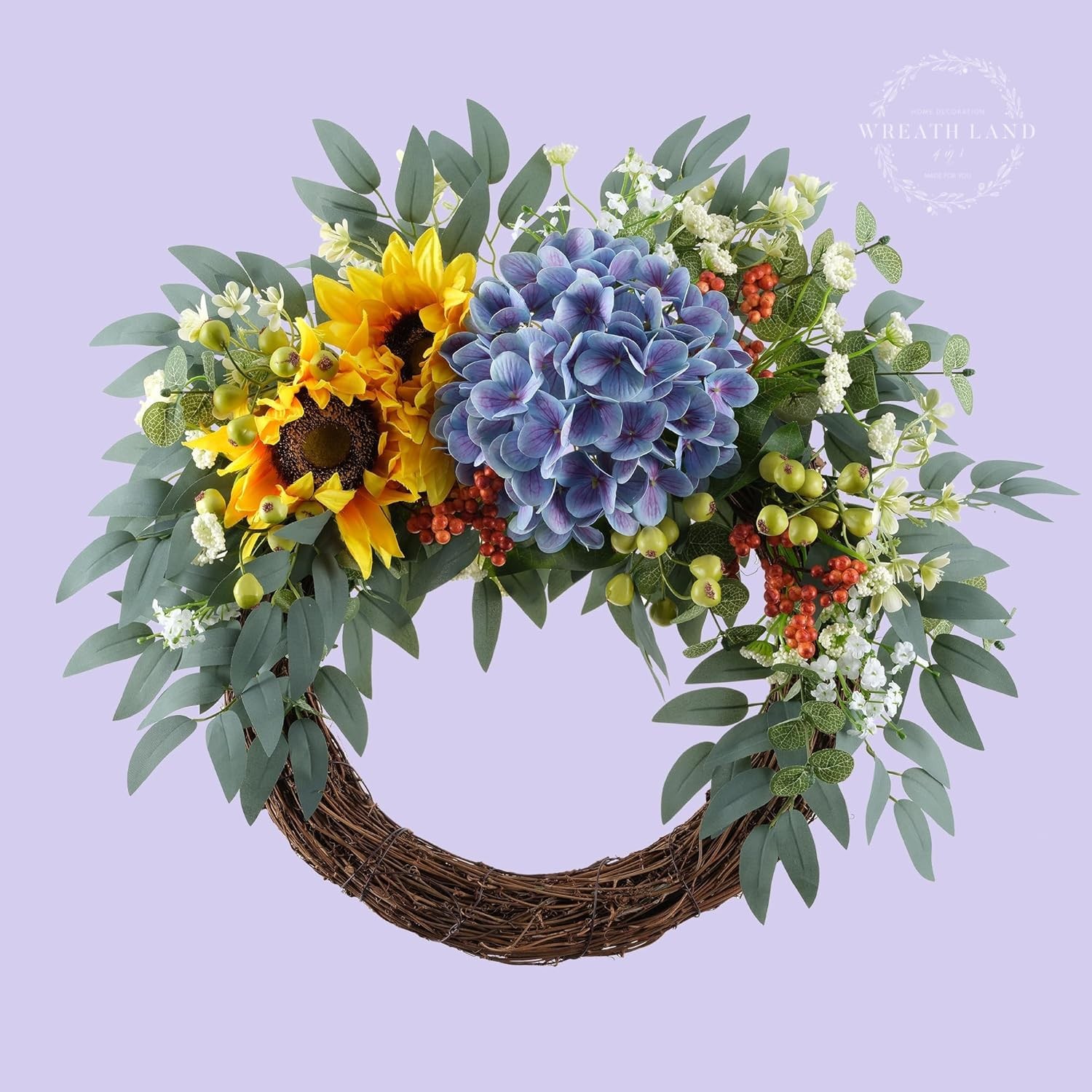 All-Season Interchangeable Grapevine Wreath – DIY Kit with Faux Silk Flowers,…