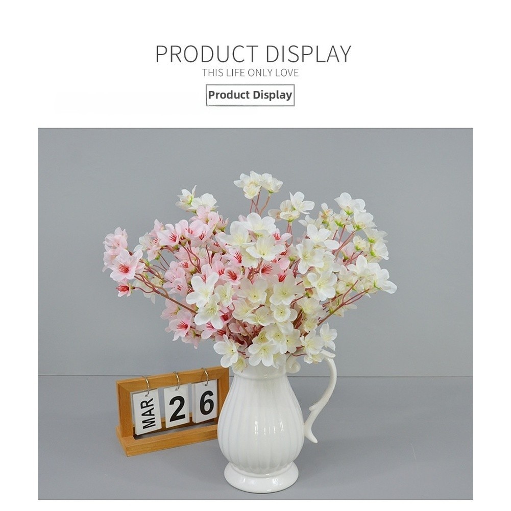 40cm Silk Peach Blossom Branch with 37 Flowers for Wedding Decor Photography