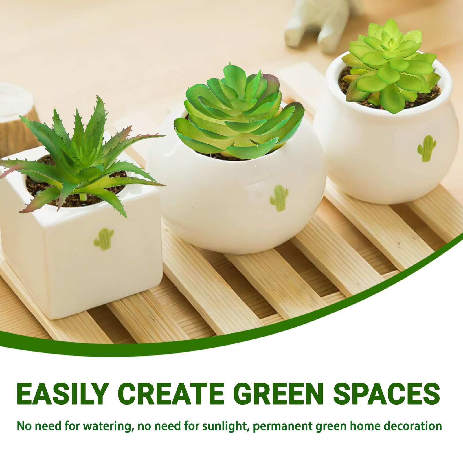 Fake Succulent Plants, 6pcs Mini Green Succulent Plants Faux, Artificial Succ…