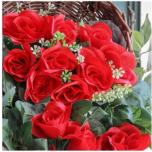2 Pack Fake Red Rose Ivy Garland Hanging Plant Wall Decor Indoor Outdoor 90CM